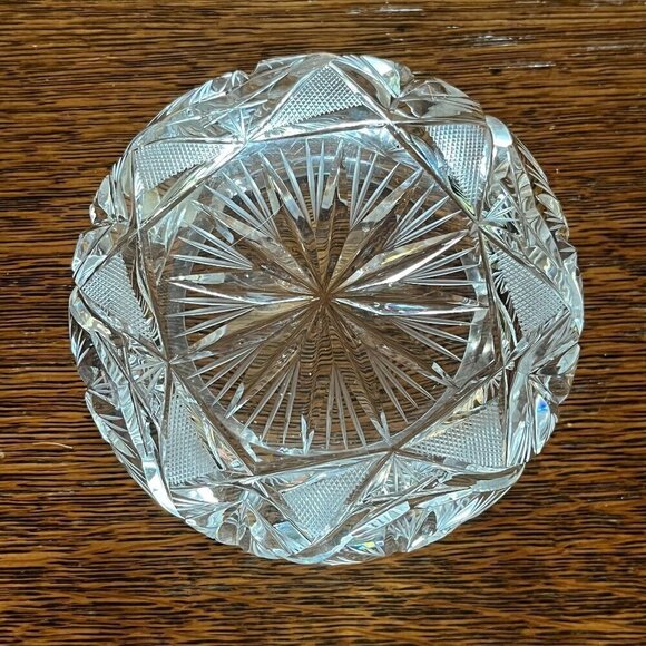 VTG Bohemian Czech Hand Cut Crystal Ashtray Star Design Heavy 8 Point Star 60s - Picture 3 of 8